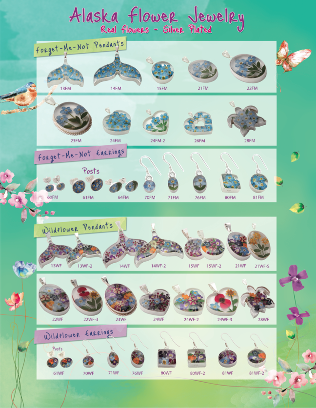 Real Natural Alaska Flower Jewelry Catalog